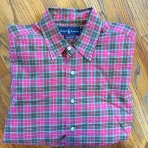 Ralph Lauren red plaid classic dress shirt Xmas